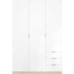 armario de 3 puertas y 3 cajones 121cm natural y blanco 8