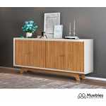 buffet brest 4 puertas madera roble y blanco roto 180 cms