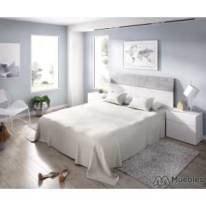 cama completa con cajones y mesitas gia blanco y cemento