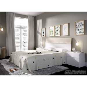 cama completa con cajones y mesitas gia blanco y roble