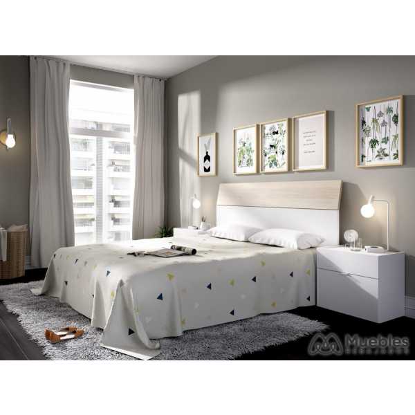 cama completa con cajones y mesitas gia blanco y roble 6