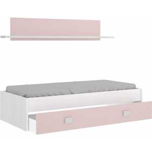 cama nido rosa con cajon y estante 2
