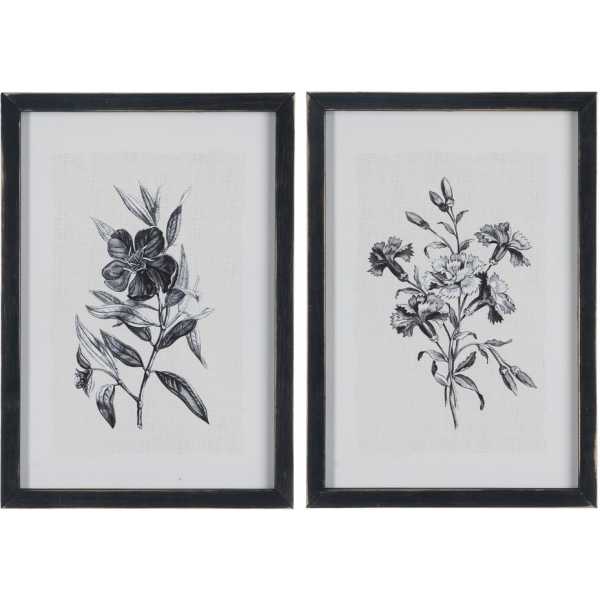 Cuadro impresion flores 2 m negro blanco 24 x 2 x 34 cm