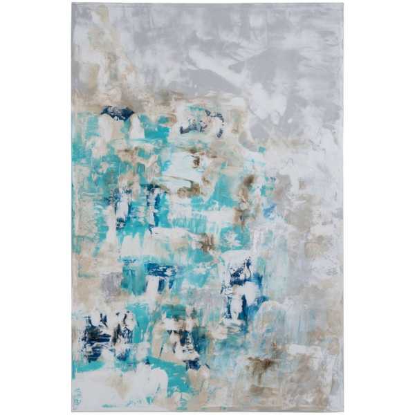 Cuadro pintura abstracto 2 m blanco azul 80 x 350 x 120 cm 2