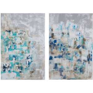cuadro pintura abstracto 2 m blanco azul 80 x 350 x 120 cm
