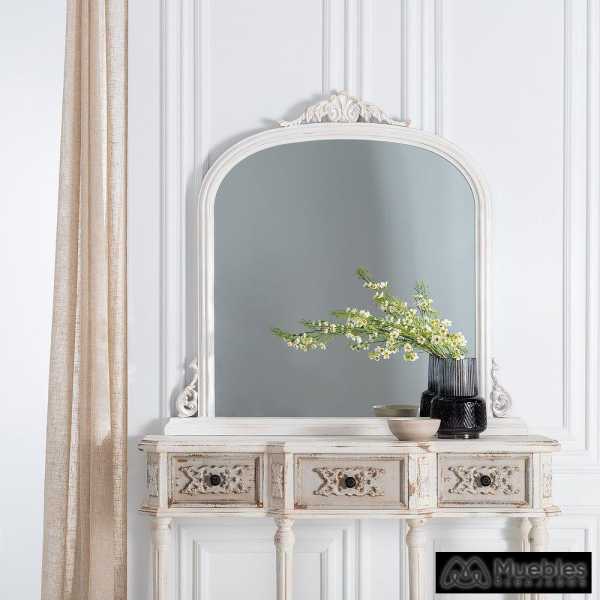 Espejo blanco rozado cristal madera 103 x 5 x 108 cm 9