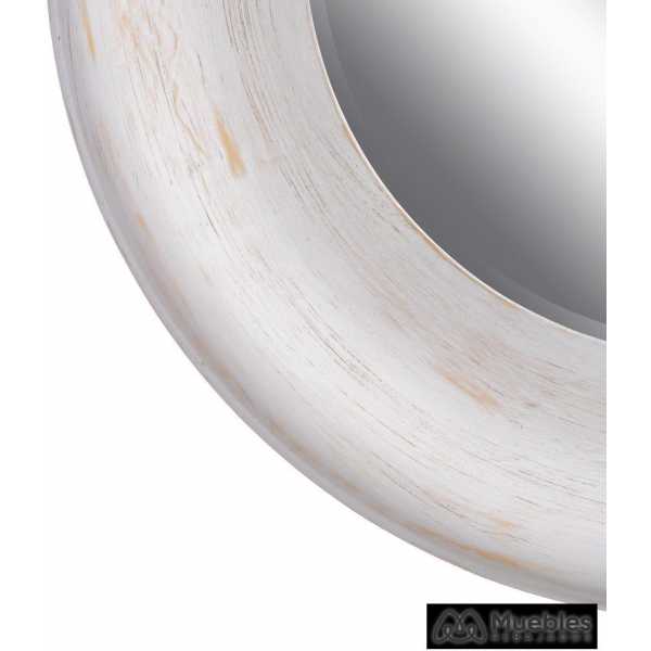 Espejo blanco rozado cristal madera 78 x 78 cm 5