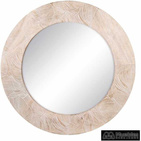 Espejo blanco rozado madera de mango 76 x 2 x 76 cm