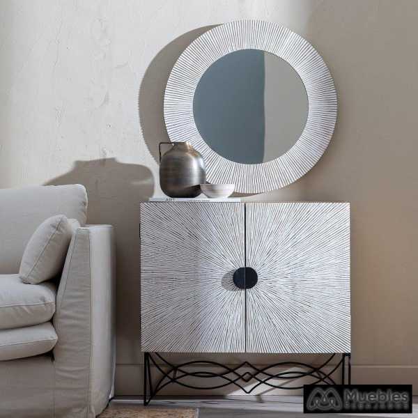 Espejo blanco rozado madera de mango 76 x 250 x 76 cm 7