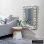 espejo blanco rozado madera de teca 60 x 8 x 90 cm 2