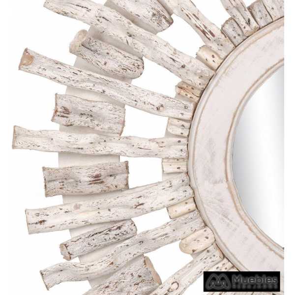 Espejo blanco rozado madera de teca 80 x 8 x 80 cm 3