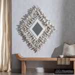 espejo blanco rozado madera de teca 95 x 8 x 115 cm 7