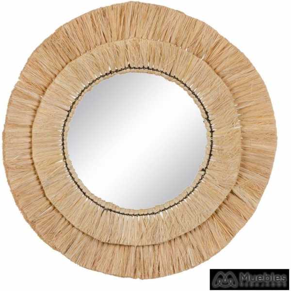 Espejo fibra natural decoracion 56 x 56 cm