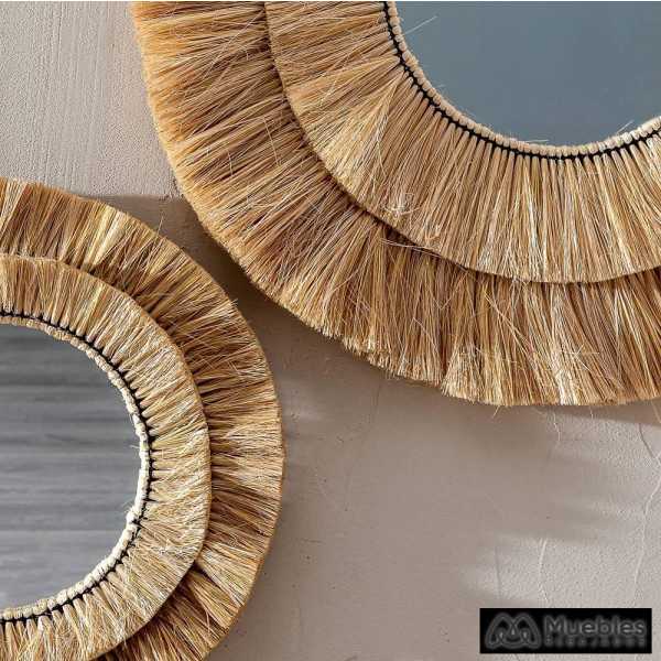Espejo fibra natural decoracion 72 x 72 cm 7