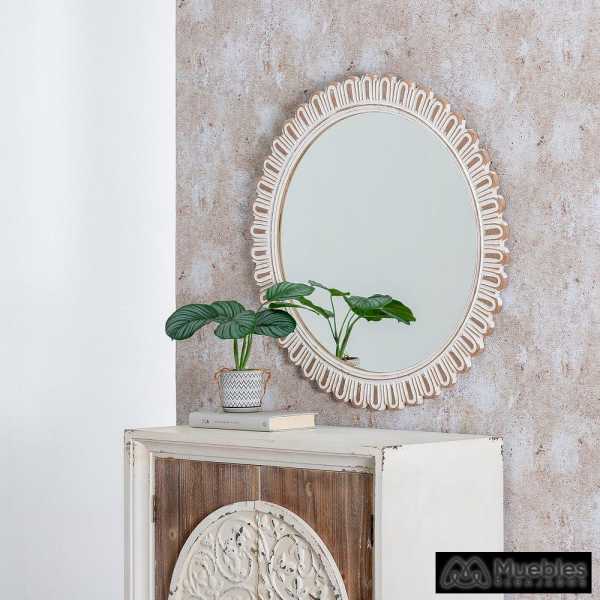Espejo pared blanco rozado 73 x 2 x 73 cm 7