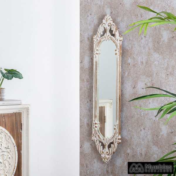 Espejo pared blanco rozado madera 27 x 2 x 107 cm 9