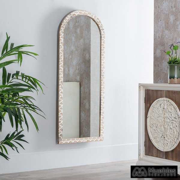 Espejo pared blanco rozado madera 61 x 2 x 152 cm 7