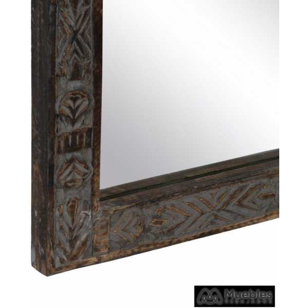 Espejo pared marron madera 77 x 3 x 113 cm 4