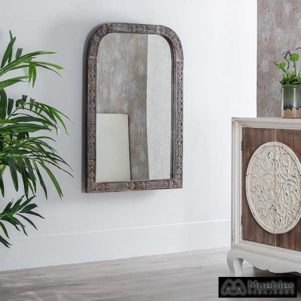 Espejo pared marron madera 77 x 3 x 113 cm 7