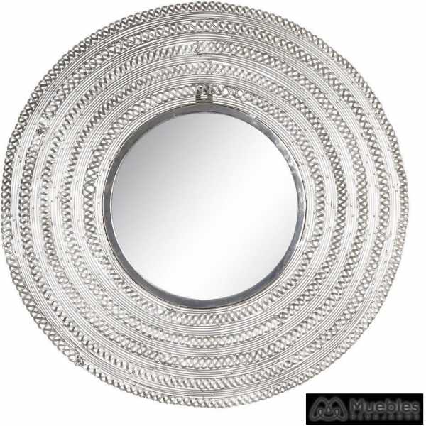 Espejo plata metal cristal decoracion 58 x 8 x 58 cm