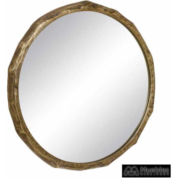 Espejo redondo oro envejecido aluminio 61 x 61 cm 2
