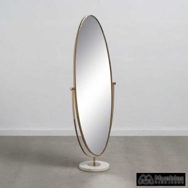 Espejo vestidor oro blanco metal marmol 52 x 30 x 153 cm