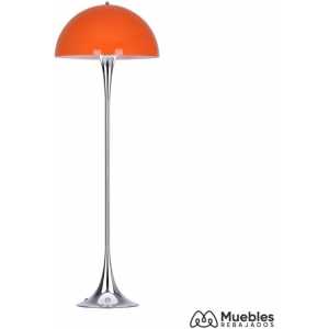 lampara veypa de pie metal cromada naranja