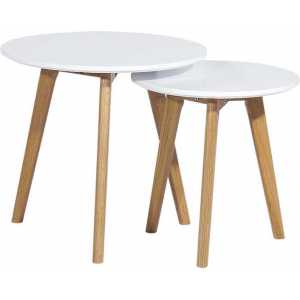 mesa accra nido 2 mesas baja madera lacada blanca