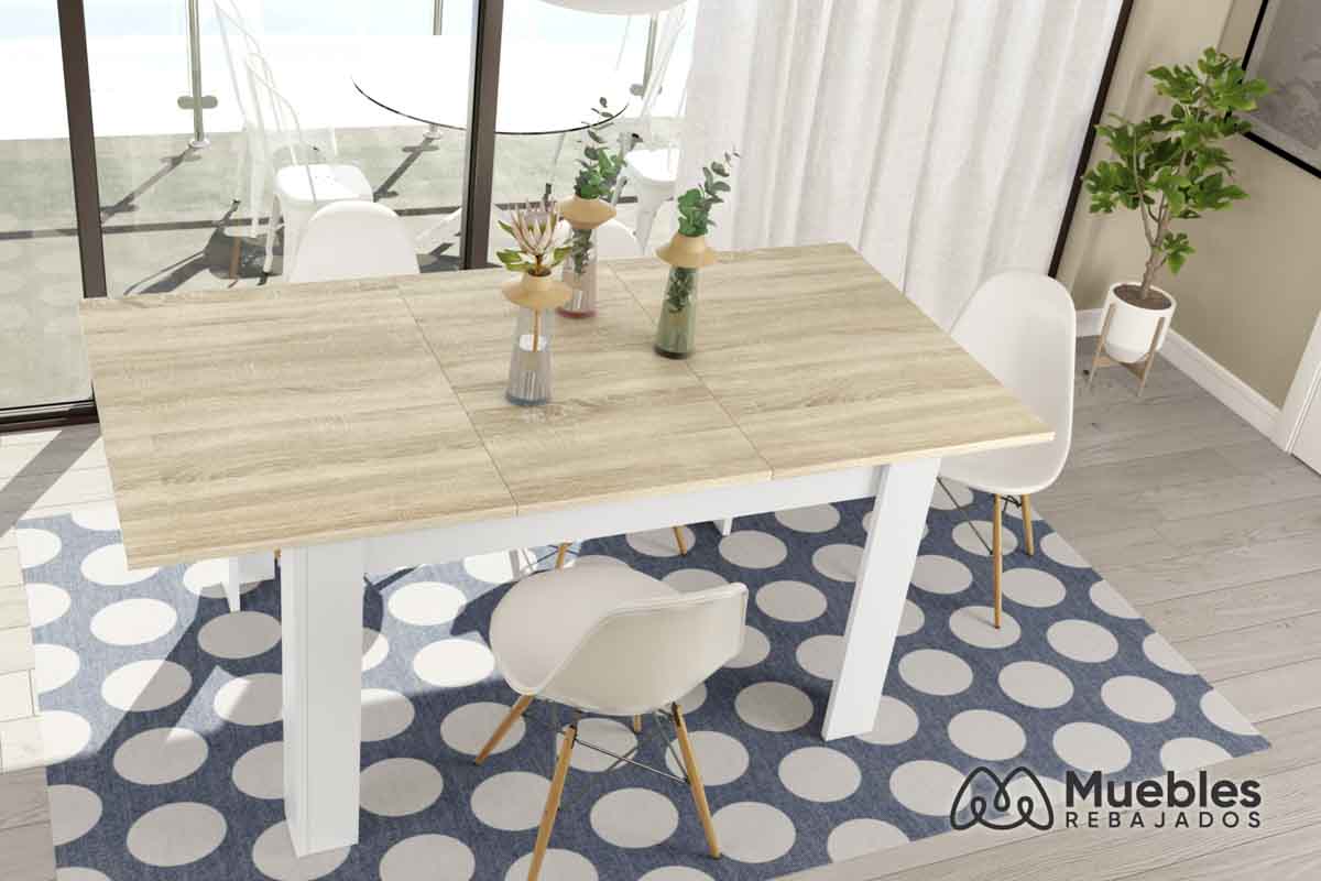 mesa de comedor extensible barata blanca y madera 0f4586a