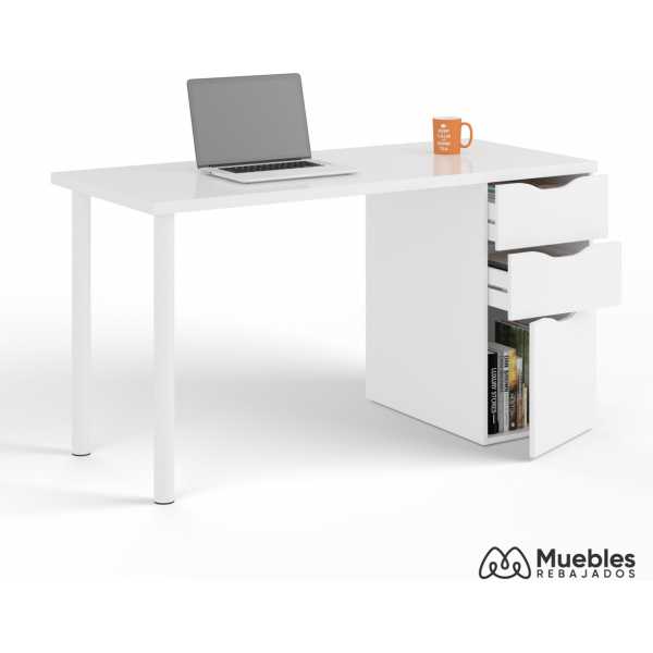 mesa de escritorio blanca cajones 004604a