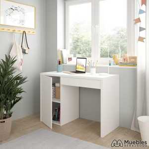 mesa de estudio con cajon y estante interior reversible