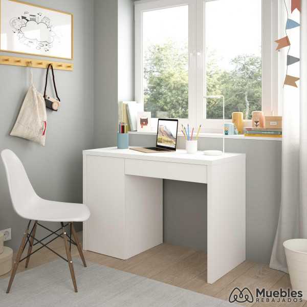 mesa de estudio con cajon y estante interior reversible 4
