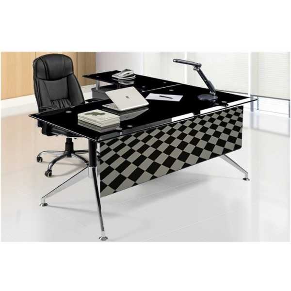 mesa de oficina gort mueble a izquierda cristal 180x85 cms