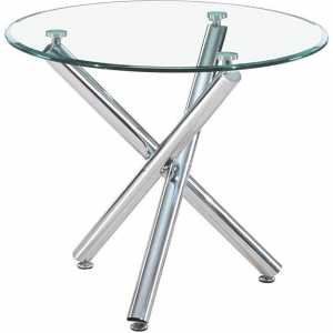 mesa desiree new acero inoxidable cristal 90 cms diametro