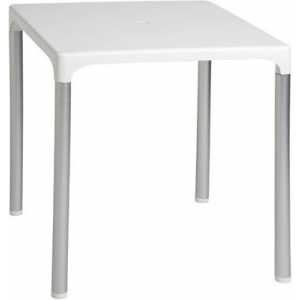mesa dorotea aluminio polipropileno blanco 70x70 cms