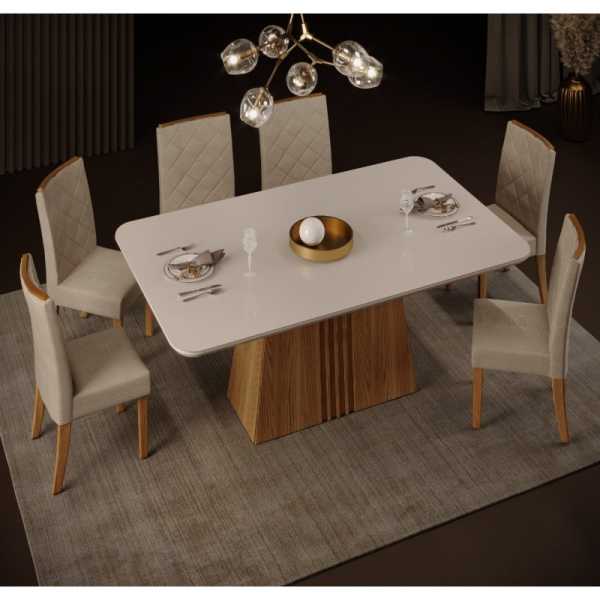 mesa kali madera cristal roble y blanco roto 170x90 cms 1