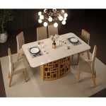 mesa kali madera cristal roble y blanco roto 170x90 cms 2