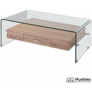 mesa marilyn baja madera cristal 110x55 cms