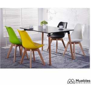 mesa nury new madera tapa negra 160 x 90 cms