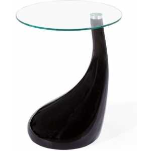 mesa pear new baja negra cristal 50 cms de diametro