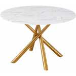 mesa sahara metal dorado tapa de cristal templado 120 cms de diametro