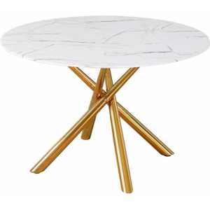 mesa sahara metal dorado tapa de cristal templado 120 cms de diametro