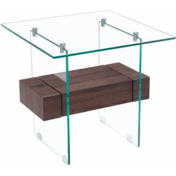 mesa suiza baja madera cristal 55 x 55 cms
