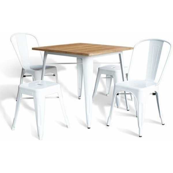 mesa tol acero blanca madera 80x80 cms 1