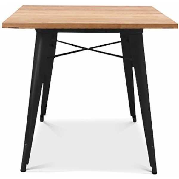 mesa tol acero negra madera 80x80 cms