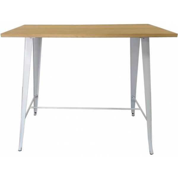 mesa tol alta acero blanca madera 120x60 cms