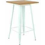 mesa tol alta acero madera blanca 60x60 cms 2