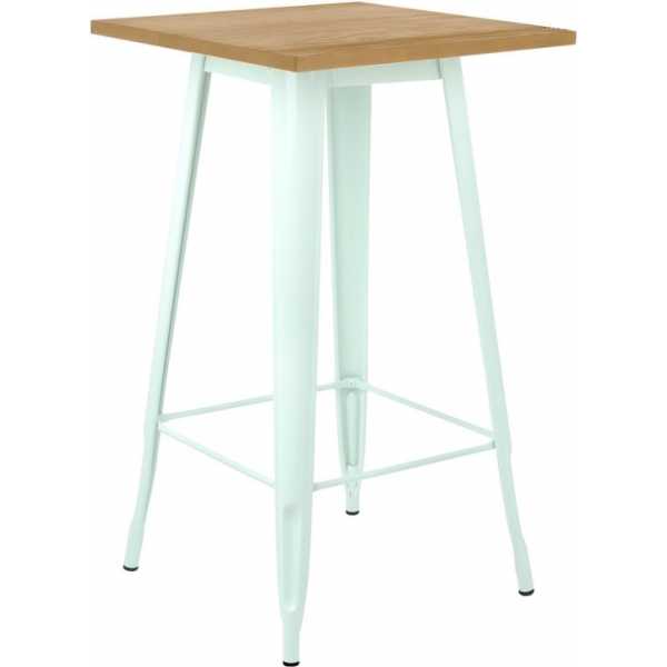 mesa tol alta acero madera blanca 60x60 cms 2