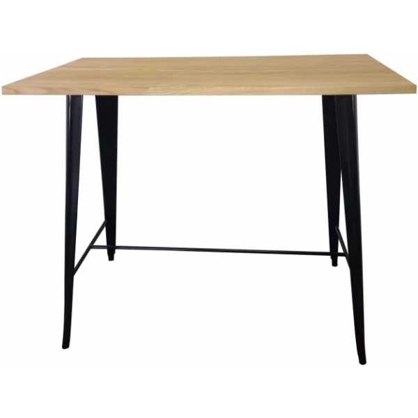 mesa tol alta acero negra madera 120x60 cms