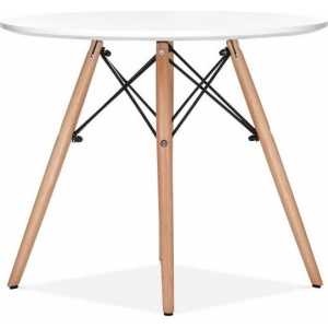 mesa tower base madera tapa blanca 100 cms de diametro